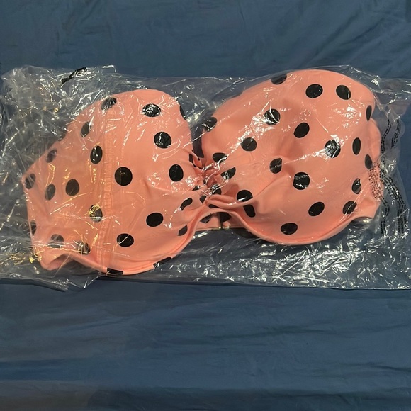 Victoria's Secret Other - BRAND NEW I’m bag Victoria Secret Bandeu Flamingo Pink w blk polka dots size 38D